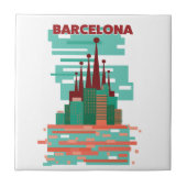 Carreau Affiche de voyage rétro Barcelone (Devant)