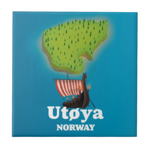 Carreau Affiche de voyage Utøya Norvège