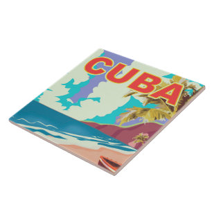 Carreau Affiche de voyage vintage Cuba