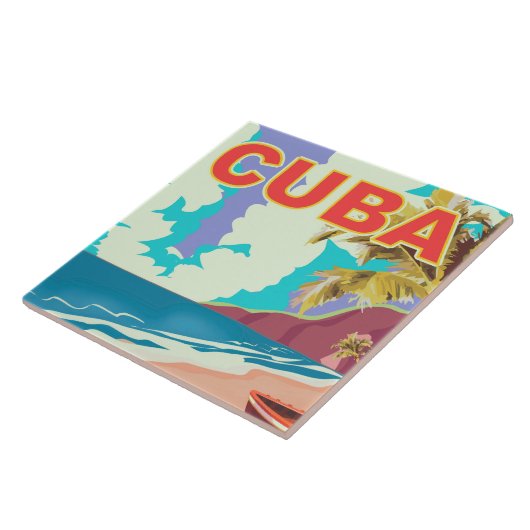 Carreau Affiche de voyage vintage Cuba (Côté)