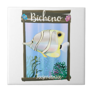Carreau Affiche de voyage vintage de Bicheno Tasmanie