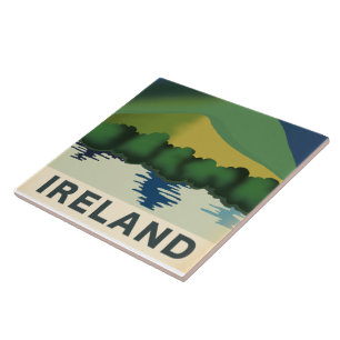 Carreau Affiche de voyage vintage Irlande sur toile