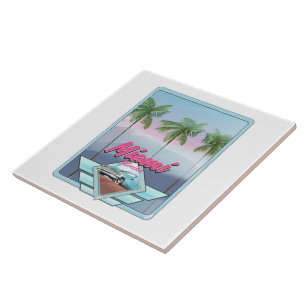 Carreau Affiche de voyage vintage Miami Floride