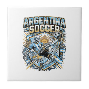 Carreau Affiche des Nations de football squelette d'Argent