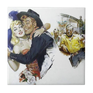 Carreau Affiche vintage d'amusement de danse de barre de