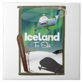 Carreau Affiche vintage de ski en Islande (Devant)