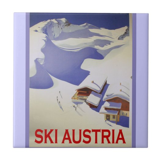 Carreau Affiche vintage de ski, ski Autriche (Devant)
