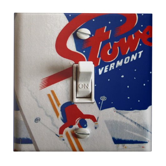 Carreau Affiche vintage de ski, Stowe, Vermont (Devant)