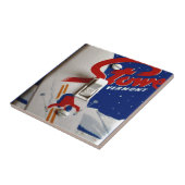 Carreau Affiche vintage de ski, Stowe, Vermont (Côté)