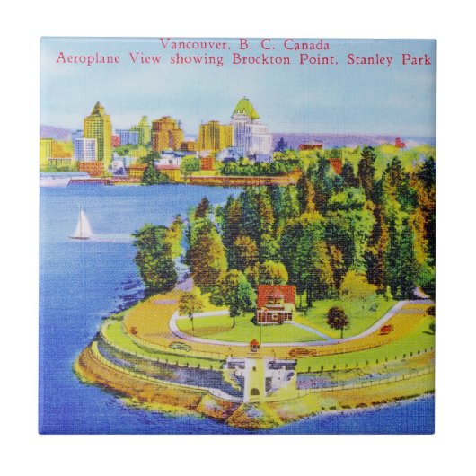 Carreau Affiche vintage d'île de Vancouver (Devant)