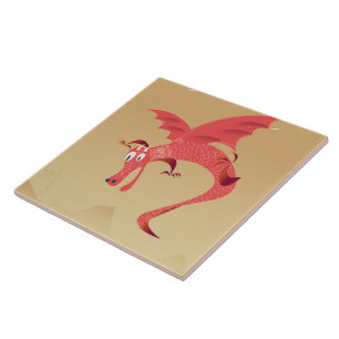 Carreau Affiche vintage dragon volant Deutschland