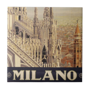 Carreau Affiche Vintage voyage De La Cathédrale À Milan, I