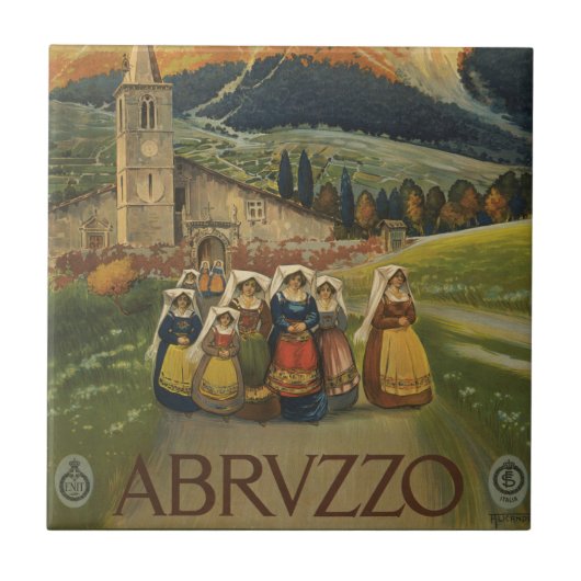 Carreau Affiche Vintage voyage Pour Les Abruzzes, Italie. (Devant)