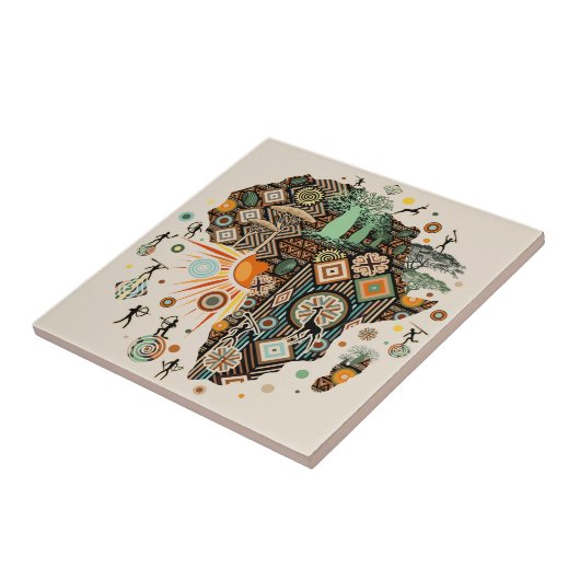 Carreau Africa Map Decorative Tribal Elements Pattern (Côté)