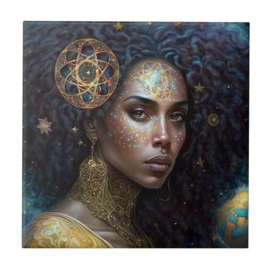 Carreau African American Black Goddess Queen Imaginaire Ar (Devant)