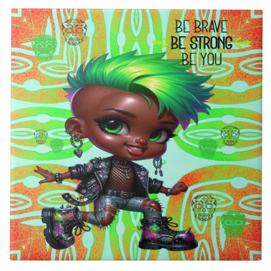 Carreau Afropunk Be Brave Ceramic Tile (Devant)