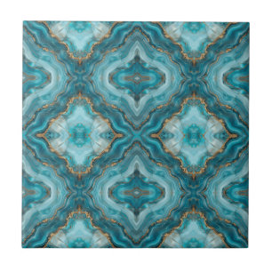 Carreau Agate de Parties scintillant Turquoise et Or