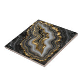 Carreau Agate Géode Marbre Luxe Or Noir (Côté)