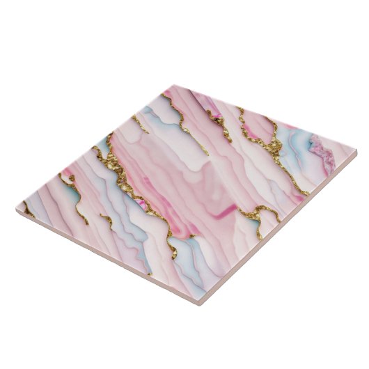 Carreau Agate Marble tendance Blue Pink Gold Collection (Côté)