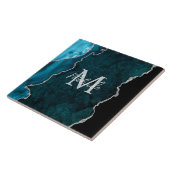 Carreau Agate Marbre Bleu Turquoise et Argent (Côté)