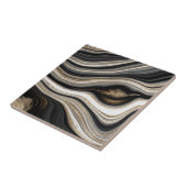 Carreau Agate Noir blanc et or fluide marbre moderne (Côté)