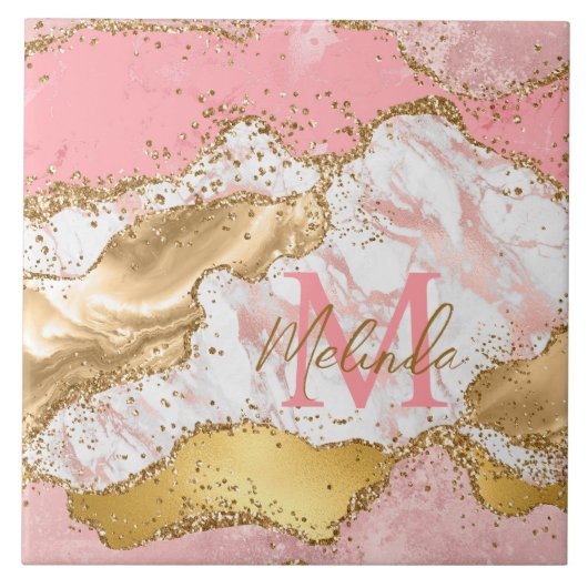 Carreau Agate sequins or et rose (Devant)