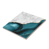 Carreau Agate Turquoise dorée Marbre blanc (Côté)