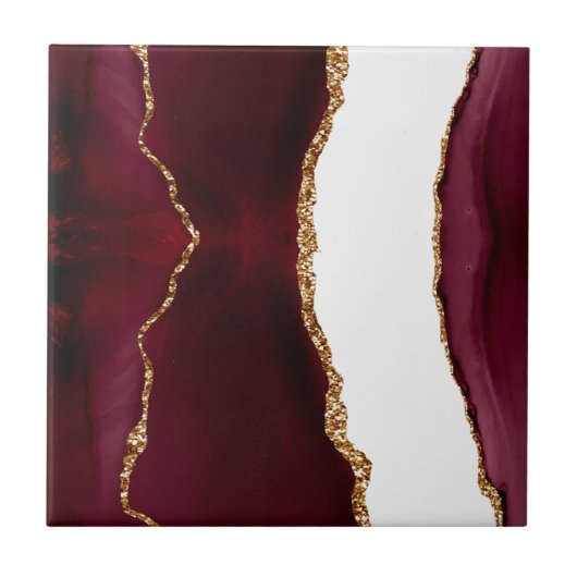 Carreau Agate vin rouge et or (Devant)