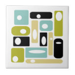 Carreau Âge Atomique Rectangles Et Ovales Au Milieu Du Siè<br><div class="desc">Cette carreaux de céramique moderne du milieu du siècle funky présente des rectangles abstraits et des ovales blancs,  aux couleurs de l'aqua bleu,  de l'avocat vert,  jaune,  blanc et noir. Cela fera un ajout fantastique à votre projet de carrelage!</div>