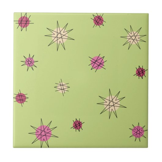 Carreau Age atomique Starburst Planètes Lime Green (Devant)