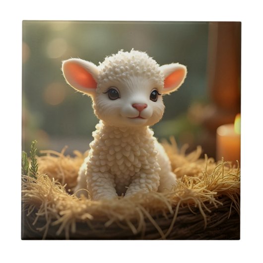 CARREAU AGNEAU DE LITTES DANS LA MANGER (Devant)