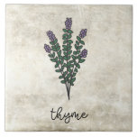 Carreau Agritourisme de Thyme aux herbes rustiques<br><div class="desc">Herbes de thym sur un arrière - plan rustique. Script simple. Un simple graphisme aquarelle a été utilisé pour fabriquer ce carrelage en céramique de la ferme.</div>