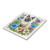 Carreau Ai Aquarelle Siamese Chat en Fleurs (Côté)