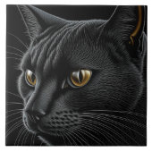 Carreau AI Chat noir avec yeux jaunes (Devant)