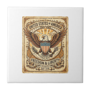 Carreau Aigle chauve vintage patriotique en détresse