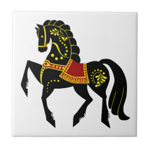 Carreau Aigle Friesian Folk/beauté noire, cheval noir