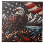 Carreau Aigle majestueux surplombant les montagnes et drap (Devant)