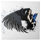 Carreau Ailes d'ange gothique Chat noir Fée bleue (Devant)