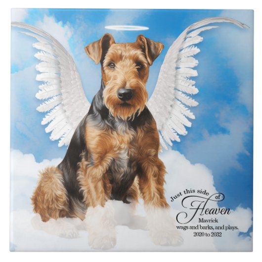 Carreau Airedale Terrier Angel Personnalisé Pet Memorial (Devant)