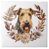 Carreau Airedale Terrier Dog Verrerie d'automne (Devant)