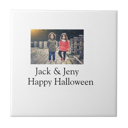 Carreau ajouter nom photo texte Halloween enfant fille gar (Devant)