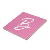 Carreau Ajouter Votre Lettre B Monogramme Rose Blanc (Côté)