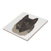 Carreau akita noire avec portrait de chien de poitrine bla (Côté)