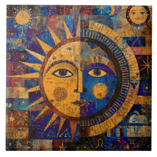 Carreau Alchimie Céleste Mystique Soleil Lune