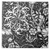 Carreau Algue de Nouveau d'art florale, noir et blanc (Devant)