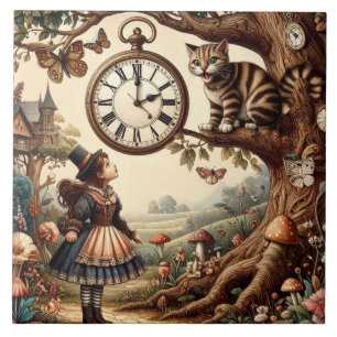 Carreau Alice & Chat du Cheshire : Fantaisie Merveilleuse 