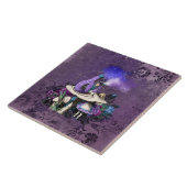 Carreau Alice sombre rustique chenille violet foncé (Côté)