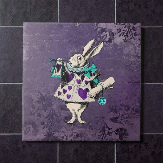 Carreau Alice sombre rustique lapin violet foncé