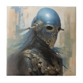 Carreau Alien de science-fiction portant un masque casque (Devant)