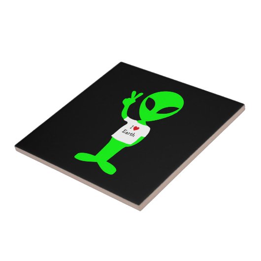 Carreau Alien vert "I Love Earth" (Côté)